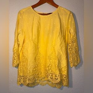 Multiples yellow 100% cotton top size PM Cottagecore Boho